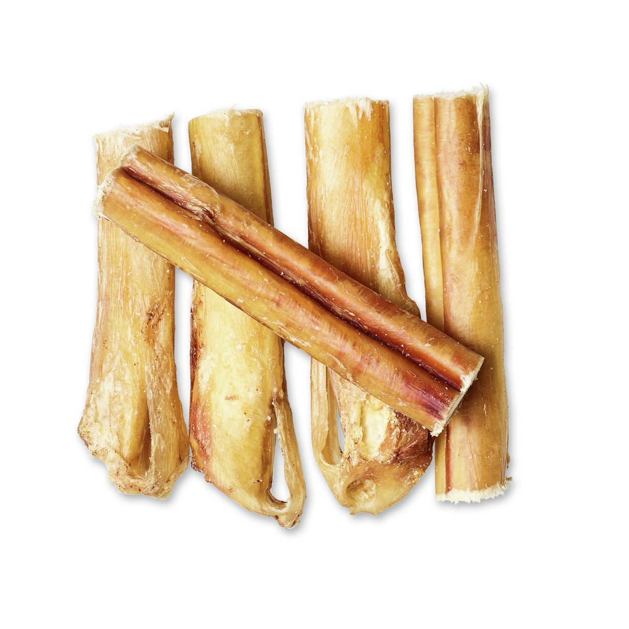 Alt-Text: Das Bild zeigt mehrere naturbelassene Kauartikel der Marke Lottis Häppchen, speziell Rinderkopfhaut-Stangen. Diese Snacks sind für Hunde geeignet und dienen als langanhaltende Beschäftigung sowie zur Zahnpflege. Die Stangen sind goldbraun, unter