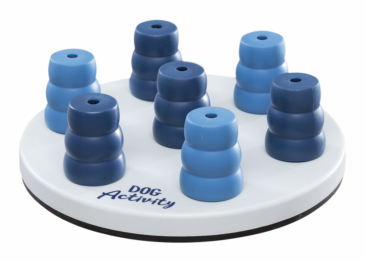 TRIXIE Hundespielzeug Dog Activity Flip Board für Hunde. Interaktives Spiel zur Beschäftigung, weiß-blau, ca. 23 cm.
