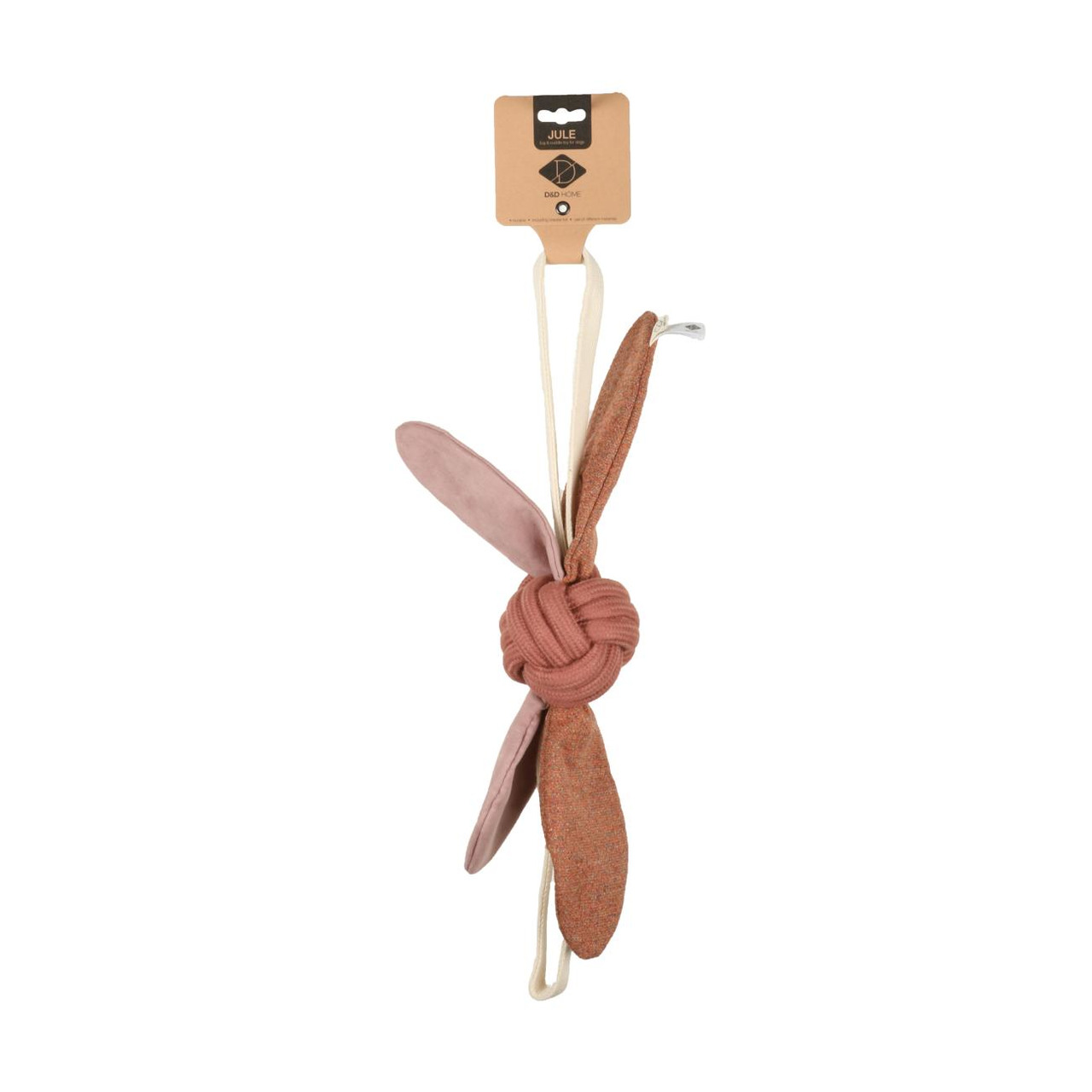D&D Hundespielzeug „Jule“, robust, Rosa-Braun, Knotenform, weiche Enden, interaktiv, Zahnpflege, ideal für Hunde.