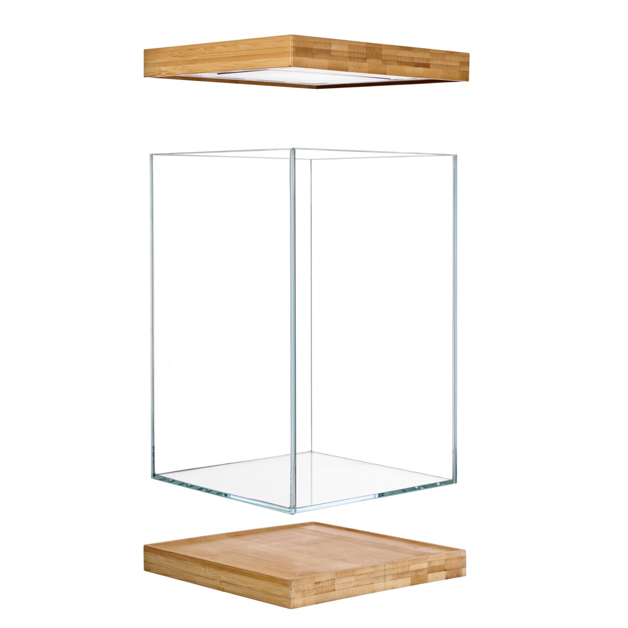 AQUAEL Aquarium-Set UltraScape Forest, für Aquascaping und Zierfische, mit Glasbecken sowie Abdeckung und Unterlage in Holzoptik.