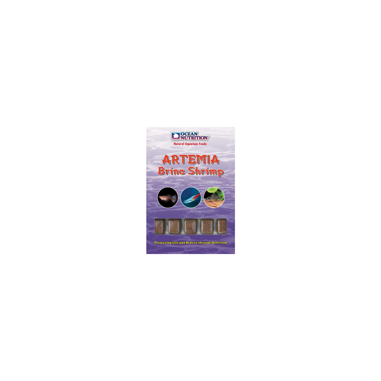 Ocean Nutrition Artemia Brine Shrimp: Futter f. Aquarienfische, nährstoffreiche Artemia-Krebse, Würfel-Portionen, einfache Dosierung.