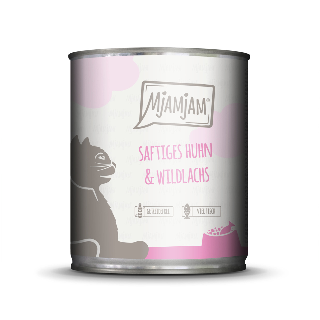 MJAMJAM Katzenfutter "Saftiges Huhn & Wildlachs", getreidefrei, viel Fisch, 400g, für Katzen.