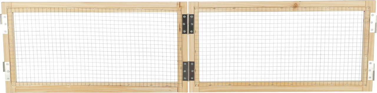 TRIXIE Holz-Schutzgitter, klappbar, für Hunde/Katzen, naturfarbenes Holz, Drahtgeflecht, Metallscharniere, ideal für Innenbereiche.