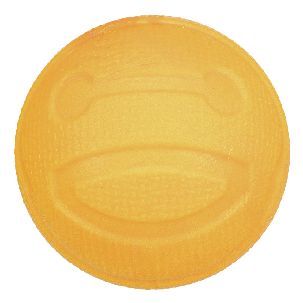 TRIXIE Gummiball für Hunde, robust & langlebig, ideal für Apportierspiele, strukturierte Oberfläche, Gesichtsmuster, gelb.