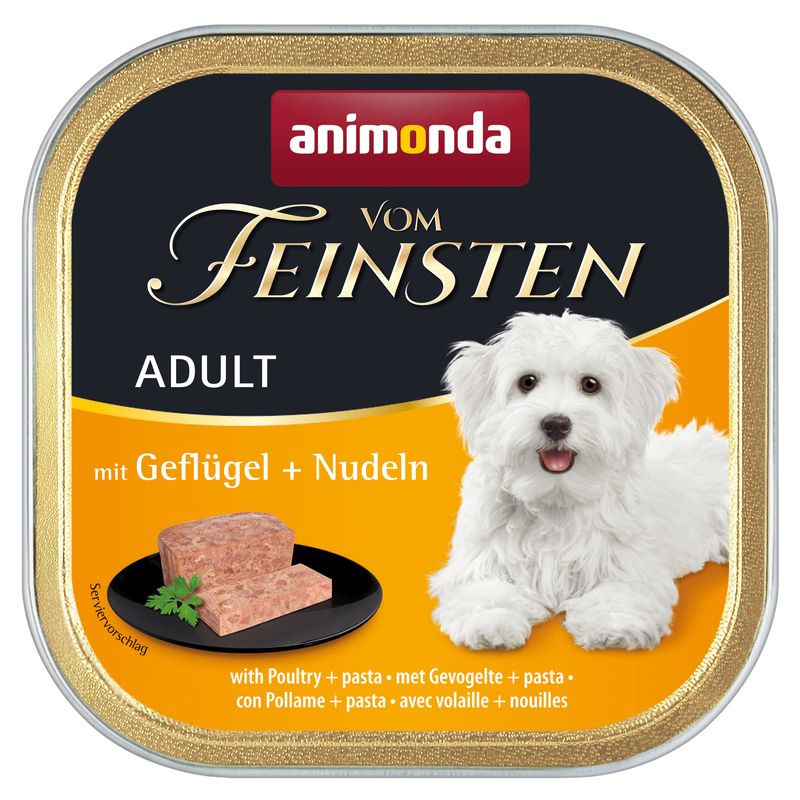 Animonda Vom Feinsten Adult, Geflügel & Nudeln, 150 g, für ausgewachsene Hunde.