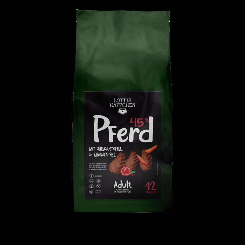 Sparpaket 2 x 12 kg Lottis Häppchen Adult Pferd & Süßkartoffel Hunde Trockenfutter