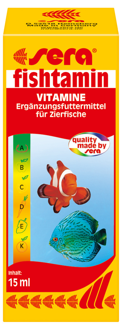 Sparpaket 2 x 15 ml Sera Fishtamin Ergänzungsfuttermittel Aquarium Multivitamine
