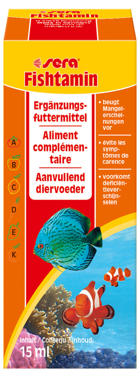 Sparpaket 2 x 15 ml Sera Fishtamin Ergänzungsfuttermittel Aquarium Multivitamine