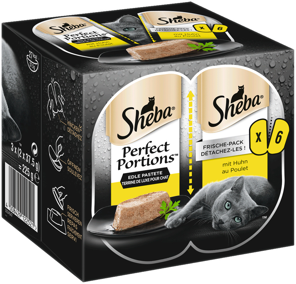 Sheba Perfect Portions Edle Pastete mit Huhn Multipack Katzen Nassfutter 6 x 37,5 g