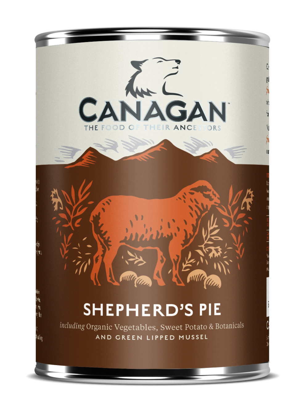 Canagan „Shepherd’s Pie“ Nassfutter für Hunde, getreidefrei, mit Bio-Gemüse, Süßkartoffeln, botan. Zutaten & grünlippigen Muscheln.