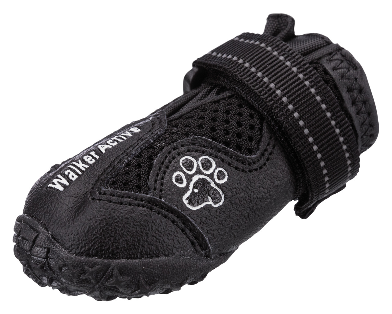 TRIXIE Walker Active Hundeschuh, Schwarz, für Hunde aller Größen, robustes Mesh-Kunstleder, rutschfeste Sohle, Pfotenschutz Outdoor.
