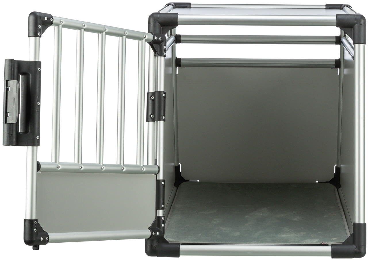 TRIXIE Transportbox 4011905393421, für Hunde, Alu, rutschf. Matte, Tür mit Verriegelung, sicher & stabil, ideal fürs Auto.