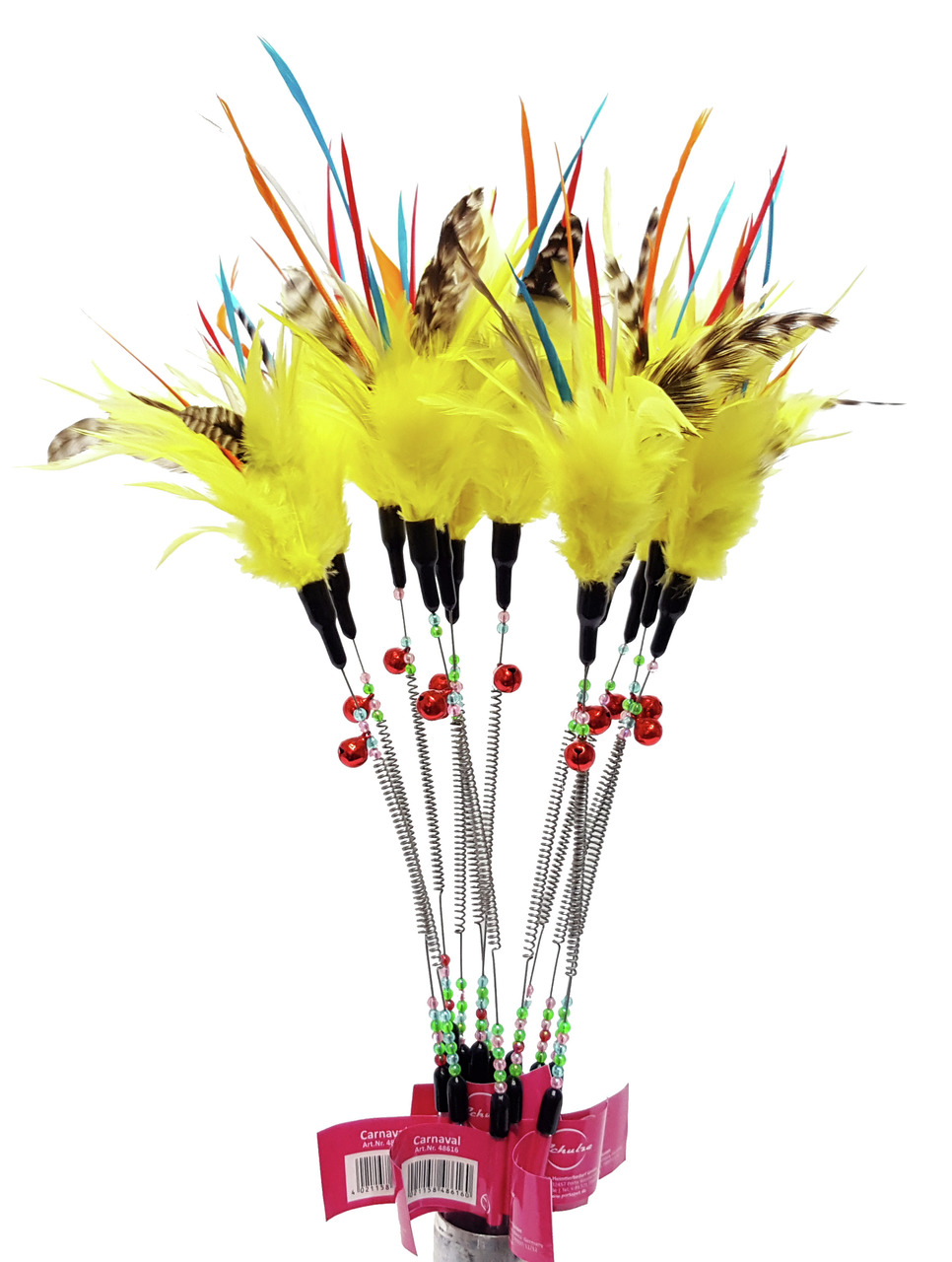 Trixie Katzenspielzeug „Carnaval“: Bunte Spielstäbe mit Federn, Glöckchen & Perlen, für Katzenhalter, die spielerische Beschäftigung suchen.