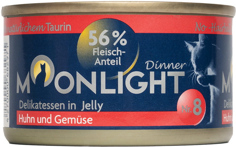 Sparpaket 48 x 80 g Moonlight Dinner Nr. 8 Huhn und Gemüse in Jelly Katzen Nassfutter