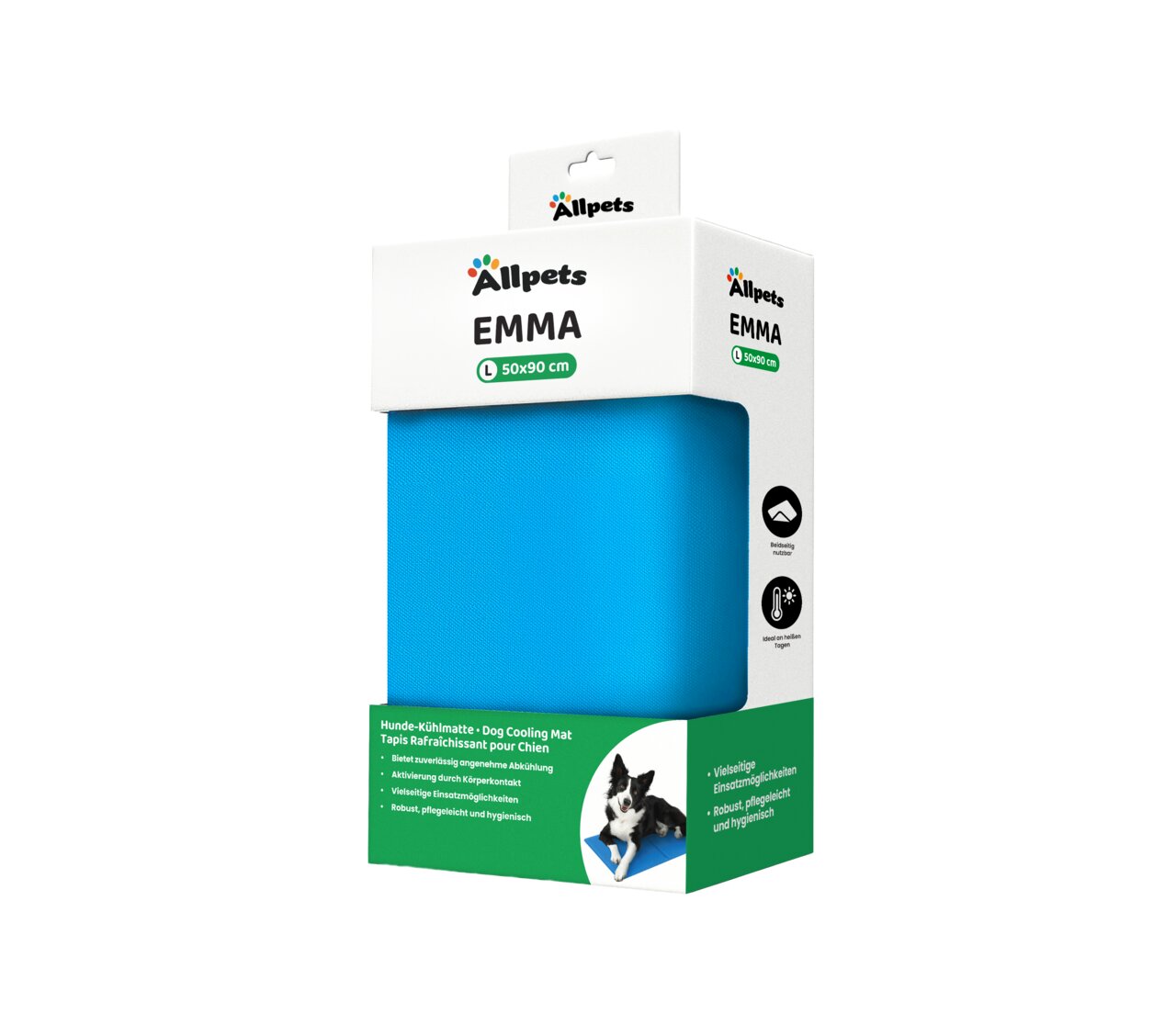 Allpets Emma Hundekühlmatte Größe L (50x90 cm), für Hunde, kühlend durch Körperkontakt, robust und pflegeleicht.