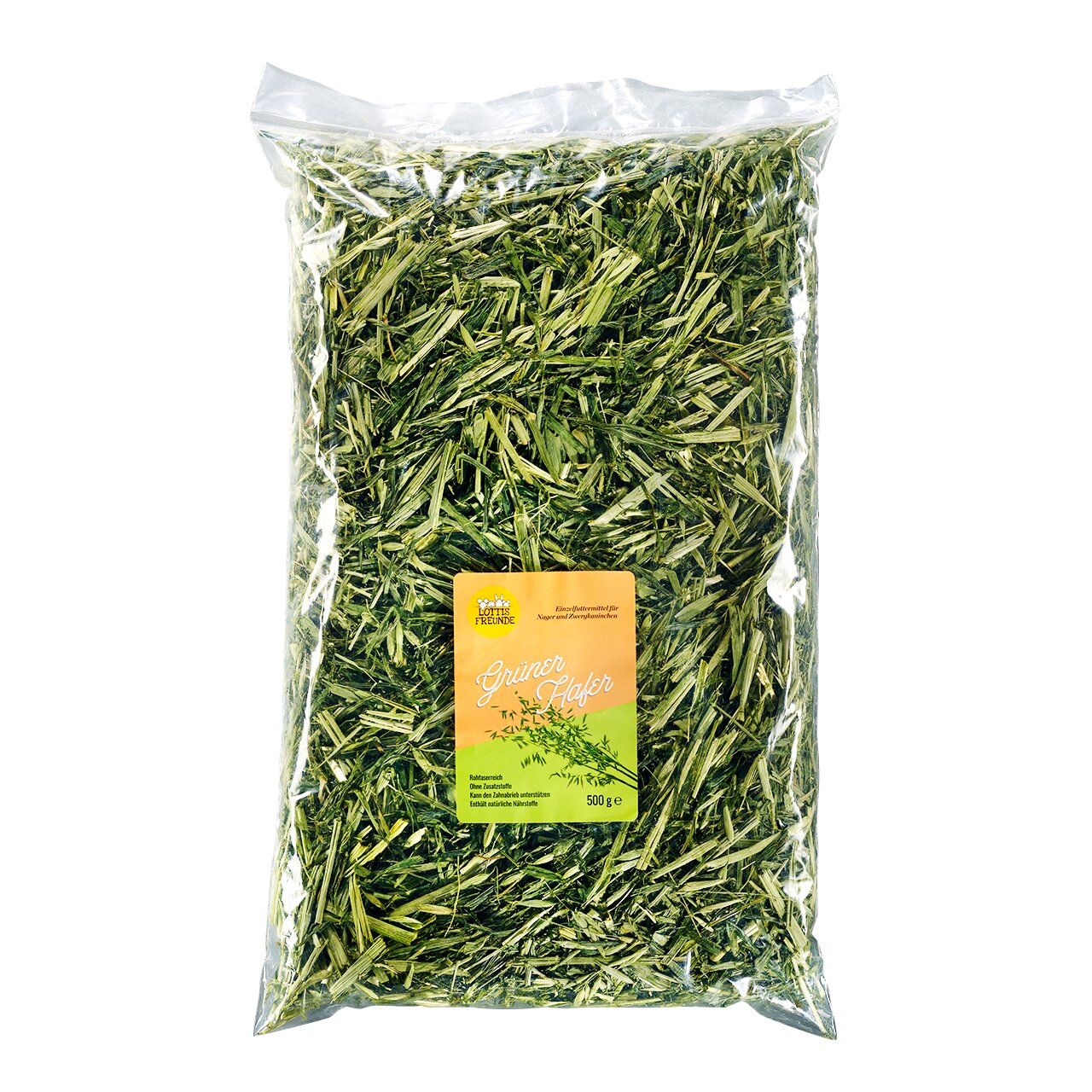 LOTTIS FREUNDE Grüner Hafer, Tierbedarf für Nagetiere, natürliches Futter, 500 g, gesunder Snack, reich an Ballaststoffen.