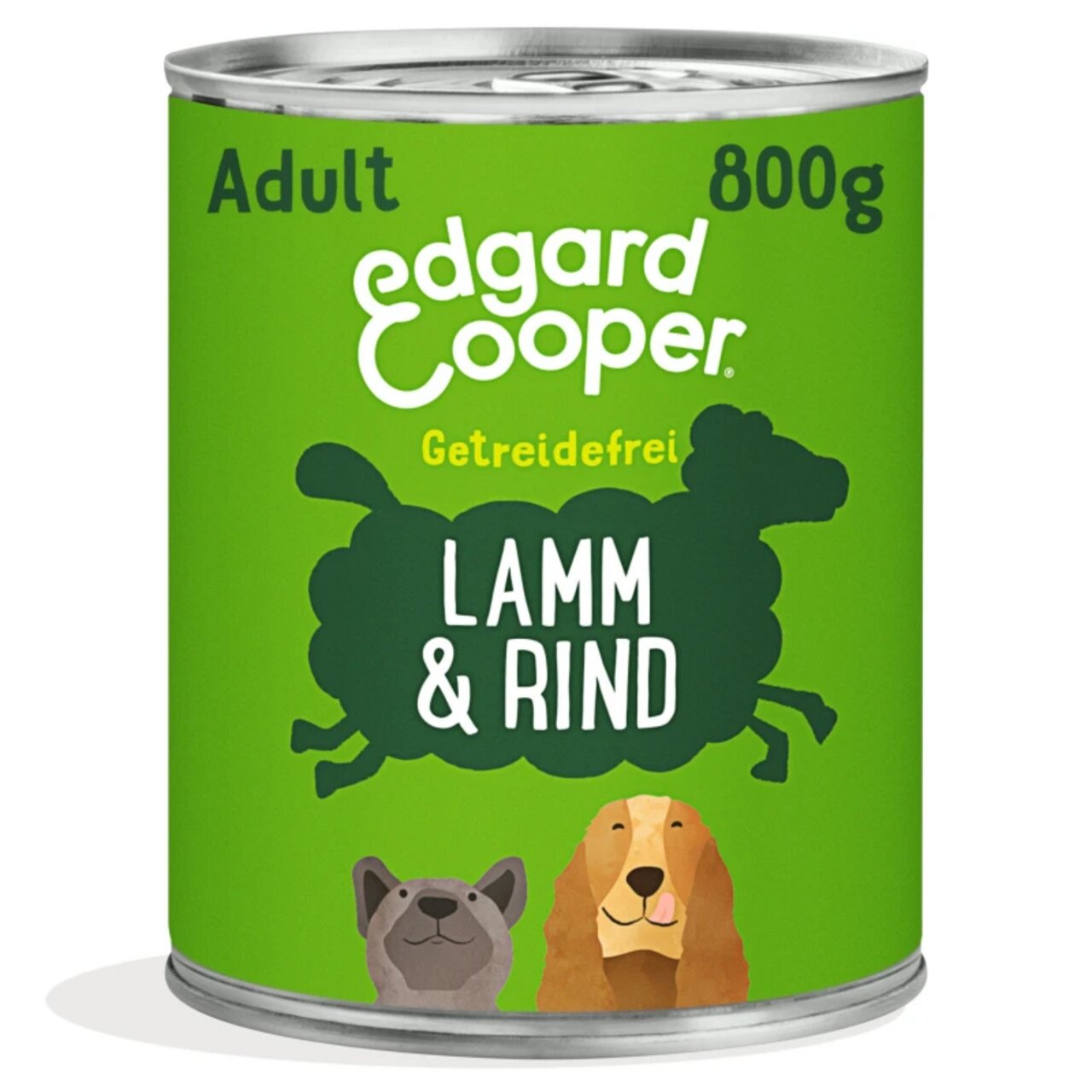 Edgard & Cooper Adult Hundefutter, Lamm & Rind, getreidefrei, 800 g Dose, für ausgewachsene Hunde geeignet.