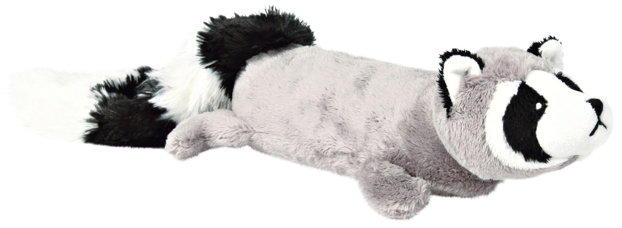 TRIXIE Hundespielzeug Waschbär, für alle Hunde, grau/schwarz/weiß, ohne Füllung, ideal zum Kuscheln & Apportieren.