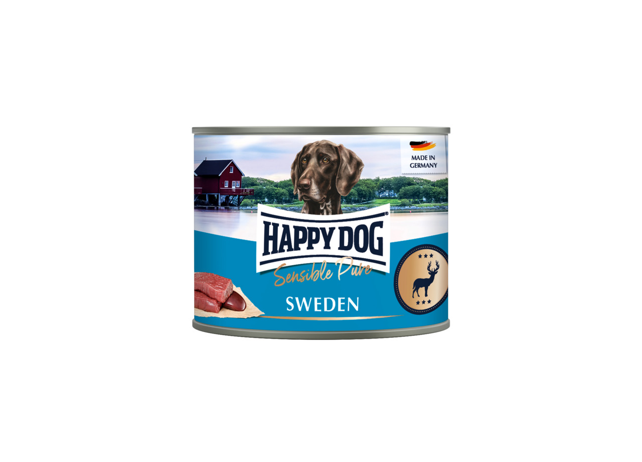 HAPPY DOG Sensible Pure Sweden, Hundefutter, Rentier, 400 g, für Hunde, hochwertige Zutaten, skandinavische Inspiration.