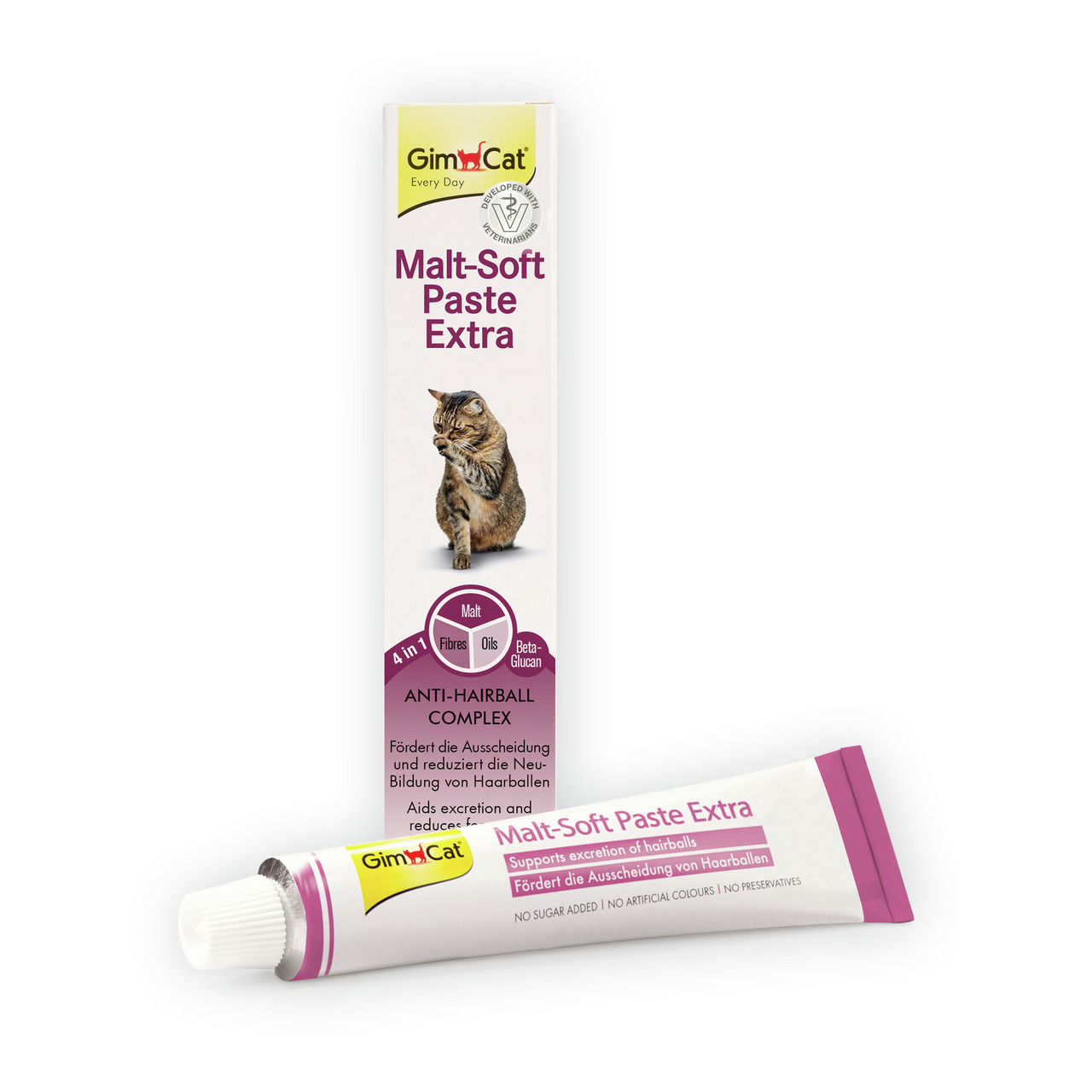 GimCat Malt-Soft Paste Extra, 200g, für Katzen, Anti-Hairball-Komplex, Malz, Ballaststoffe, Öle, Beta-Glucan, ohne Zuckerzusatz.