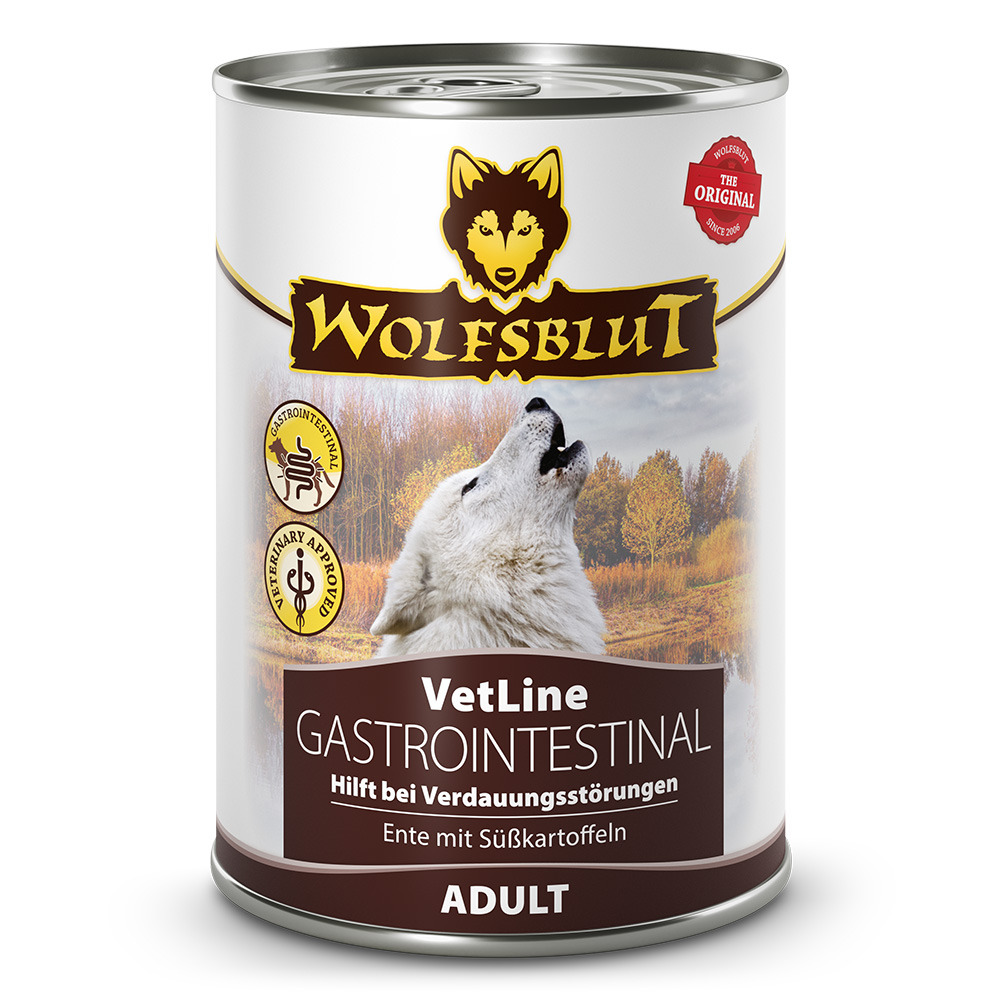 Wolfsblut VetLine Hundefutter, Ente mit Süßkartoffeln, Adult, unterstützt Verdauung, „Gastrointestinal“, „Veterinary Approved“.