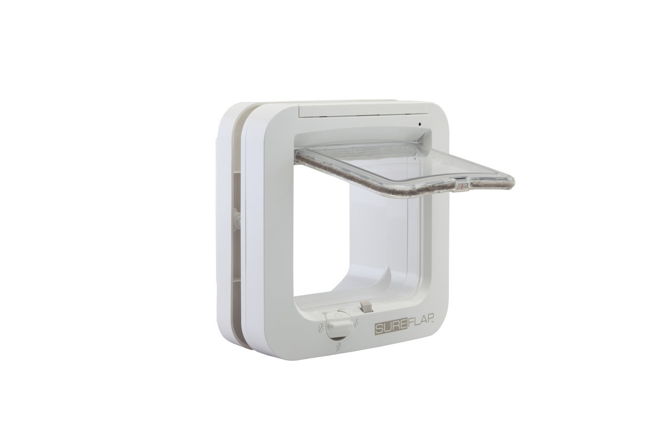 SureFlap Mikrochip-Katzenklappe, weiß, für Katzen, erkennt Mikrochip, hält fremde Tiere fern, ideal für Innen-/Außenbereich.