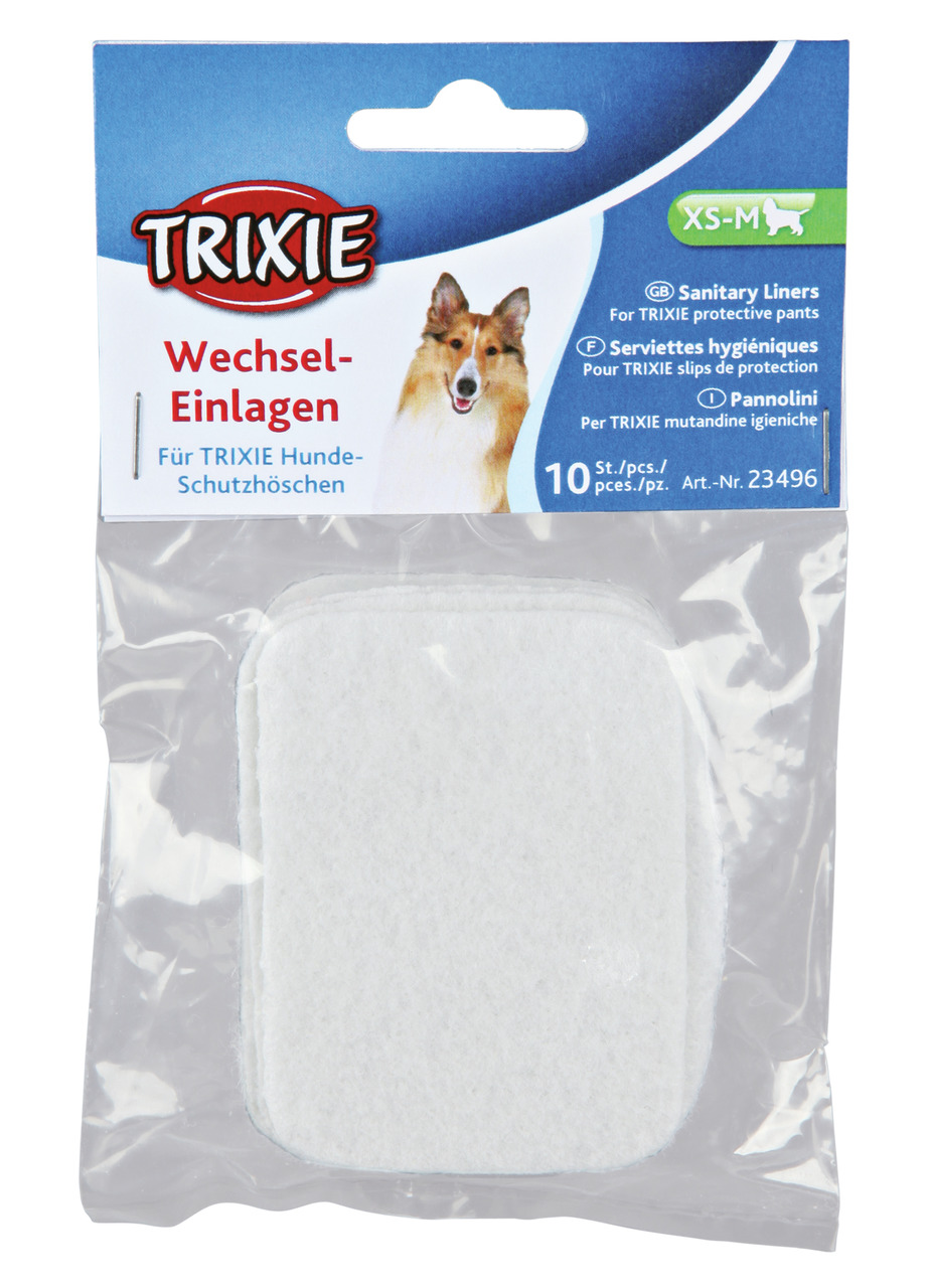 TRIXIE Wechsel-Einlagen XS-M, 10 Stk., für Hunde, hygienisch, ideal für TRIXIE Schutzhöschen, Zielgr.: Hundehalter.