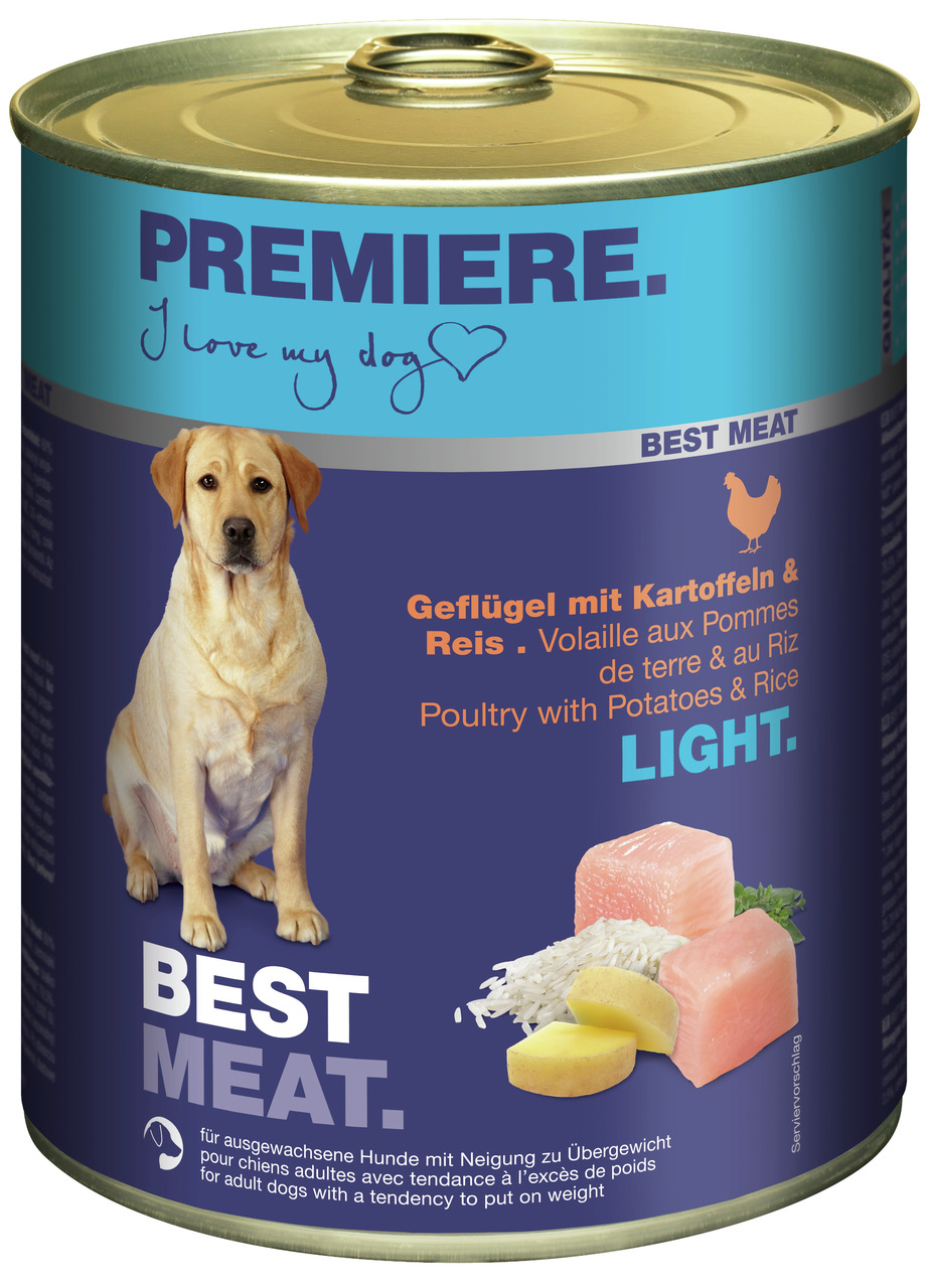 PREMIERE Best Meat Light Hundefutter, Geflügel, Kartoffeln & Reis, für ausgewachsene Hunde mit Übergewicht, 400g.