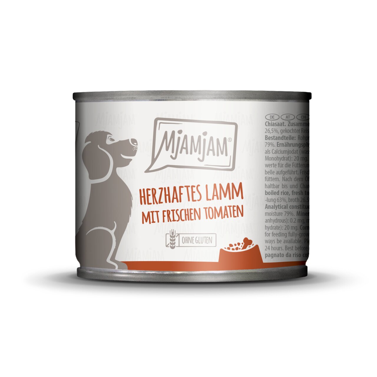 MJAMJAM Herzhaftes Lamm mit Tomaten, für Hunde, glutenfrei, 400 g.