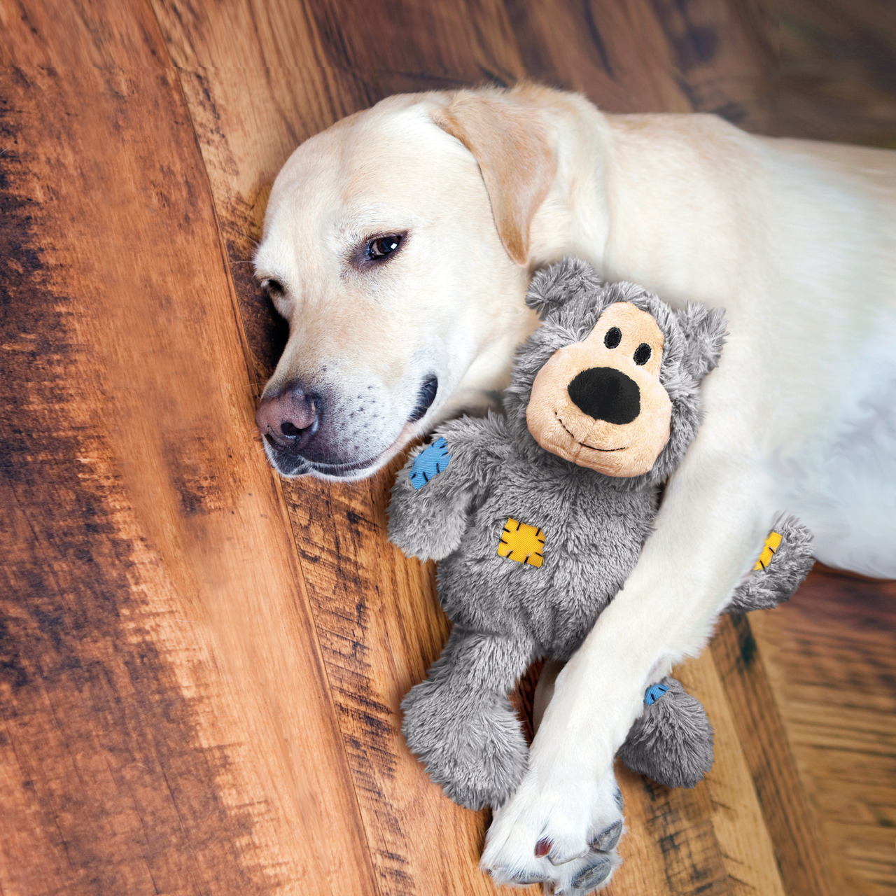 KONG Wild Knots Bärchen, grau, für Hunde aller Größen, Plüsch+Knoten-Seil, ideal zum Kauen+Kuscheln.