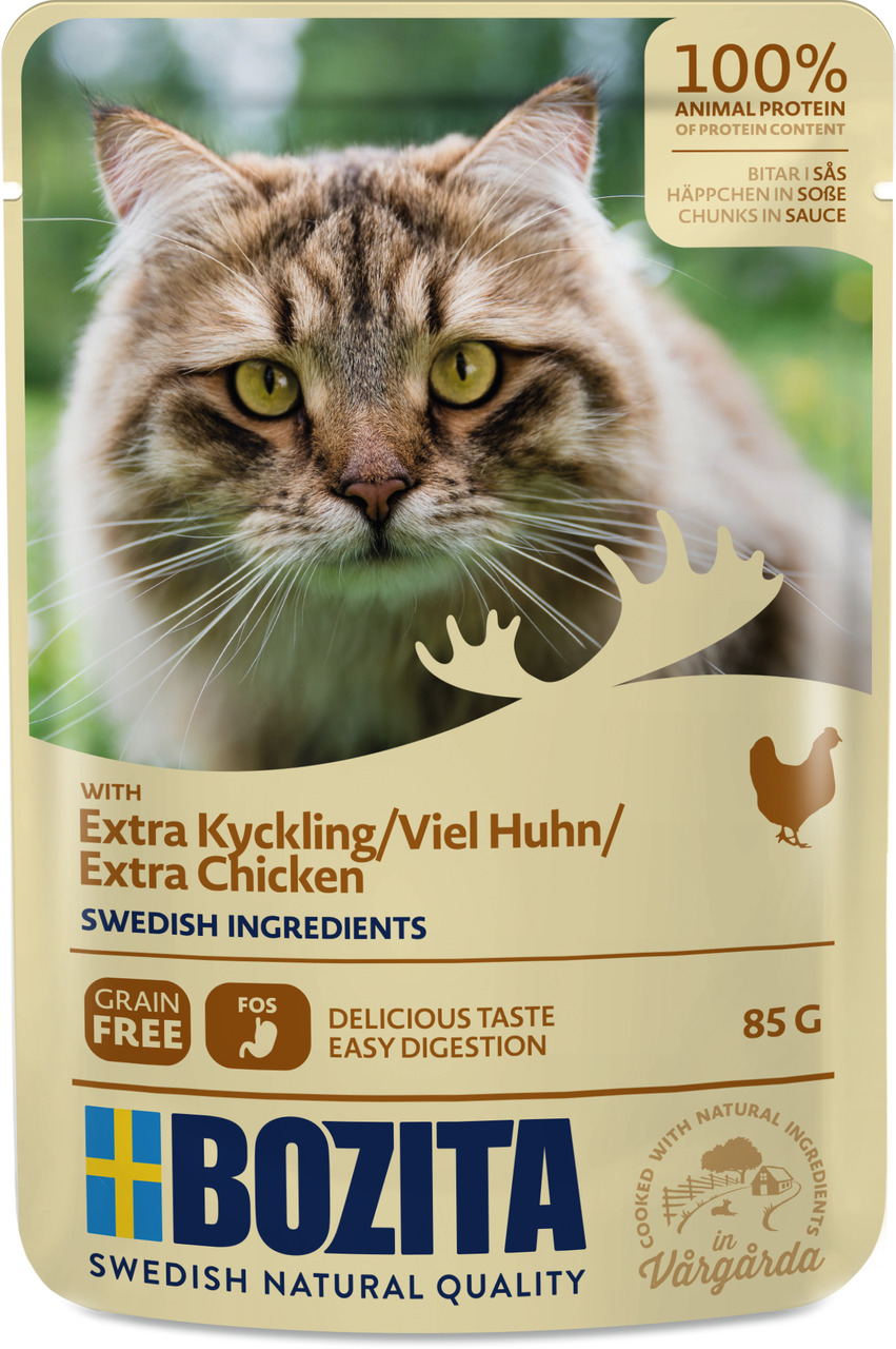 Bozita Viel Huhn Katzenfutter, Huhn, getreidefrei, 100 % tierisches Protein, 85 g, schwedische Zutaten, natürliche Qualität.