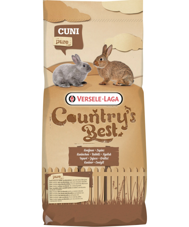 VERSELE-LAGA Country's Best Cuni Pure, Kaninchenfutter, natürliche Zutaten, ohne Kokzidiostatika, für Kaninchen.