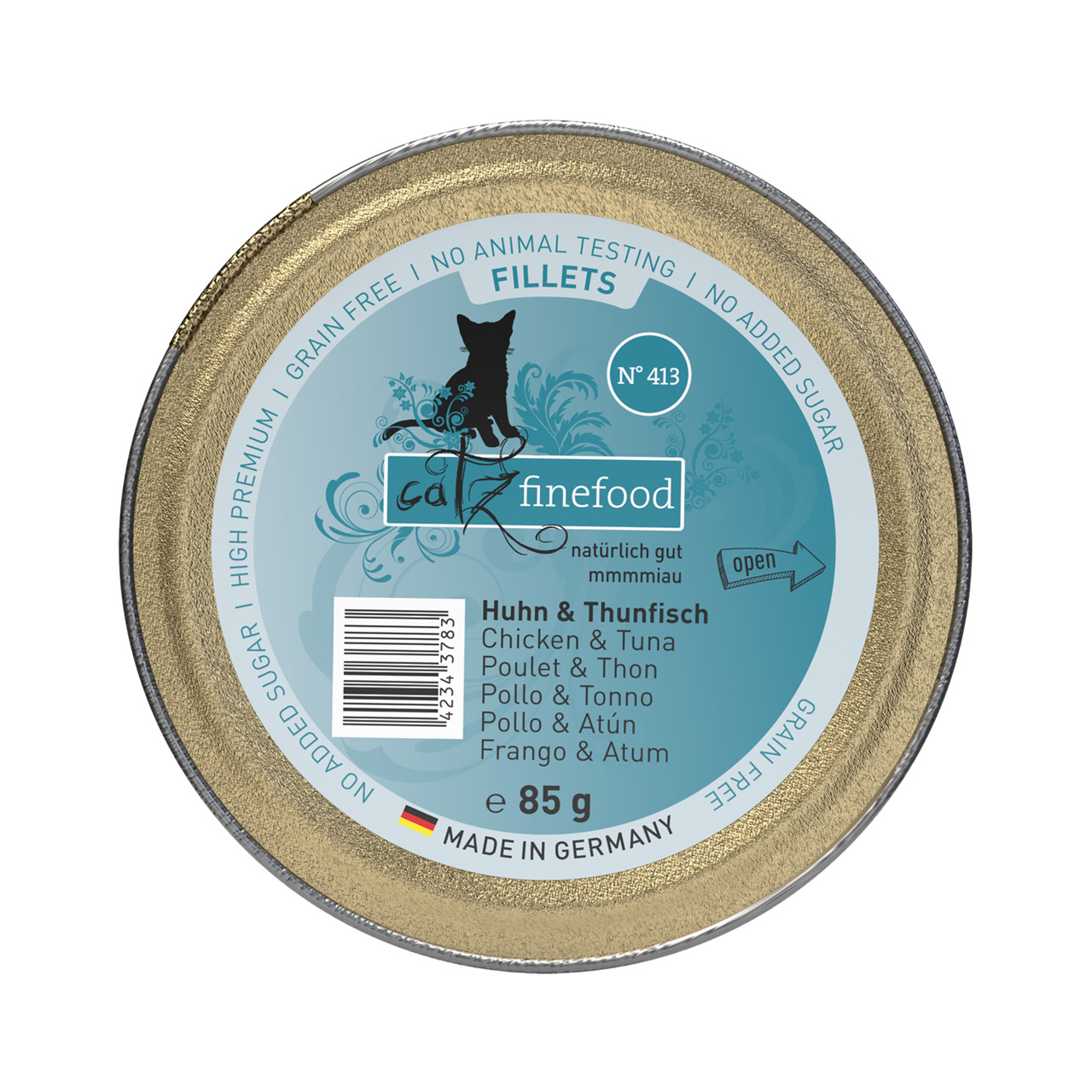 Catz finefood Fillets Huhn & Thunfisch, 85 g, für Katzen, getreidefrei, ohne Zuckerzusatz, tierversuchsfrei, Made in Germany.