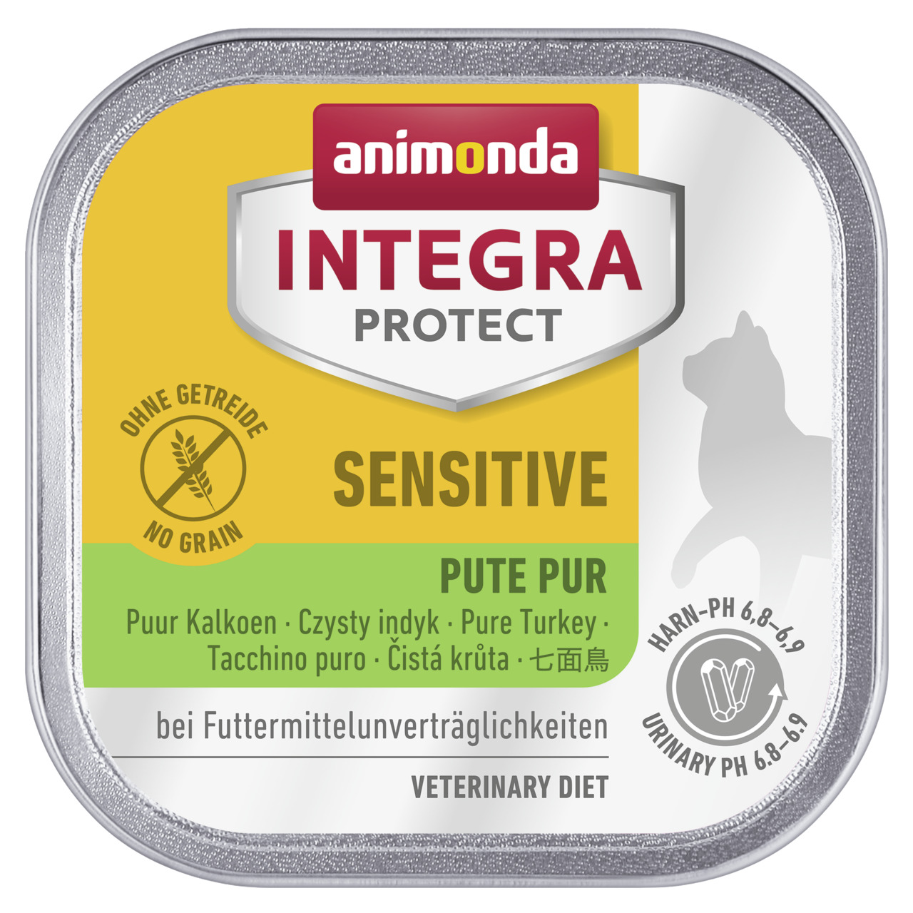 Animonda Integra Protect Sensitive, Pute Pur, für Katzen mit Unverträglichkeiten, getreidefreies Nassfutter, 100 g, unterstützt Harn-pH.