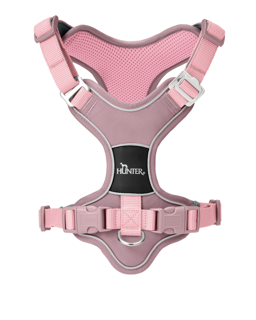 HUNTER Hundegeschirr Hilo Comfort, rosa, für alle Hunde, atmungsaktives Mesh, verstellbar, robuste Schnallen, stabiler D-Ring.
