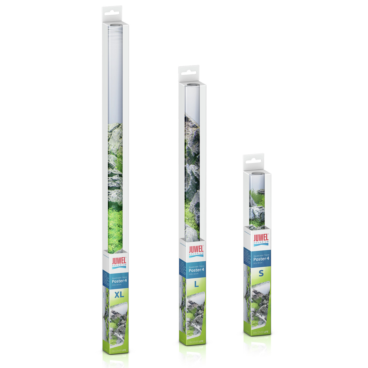 JUWEL Poster 4, für Aquarienbesitzer, Motiv: Fels- & Mooslandschaft, Größen: XL, L, S, Verpackung: länglich, transparent.