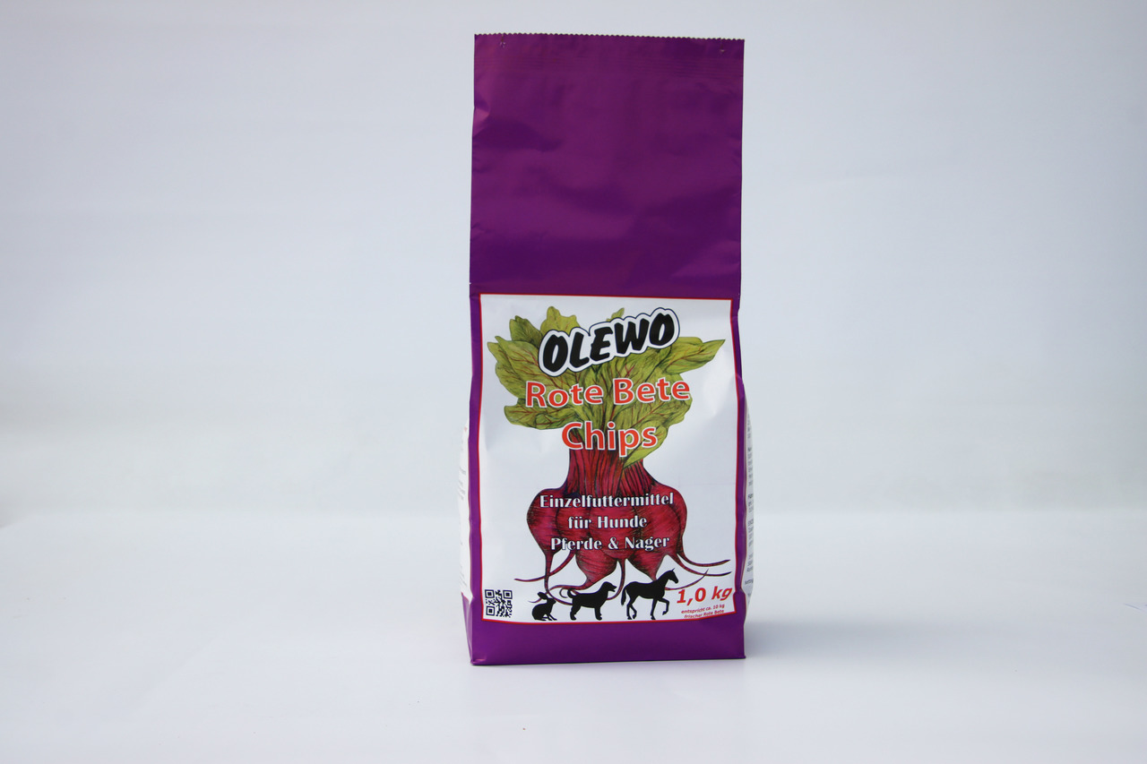 Olewo Rote Bete Chips, Einzelfuttermittel für Hunde, Pferde & Nager, Geschmacksrichtung Rote Bete, 1,0 kg, ideal für gesunde Ernährung.