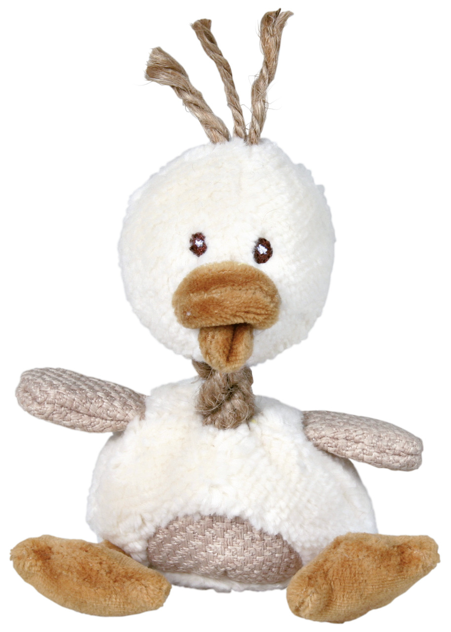 TRIXIE Plüschspielzeug „Ente“ für Hunde, weiß-beige mit braunen Akzenten, fördert Spielspaß & Beschäftigung, ideal für sanftes Kauen.