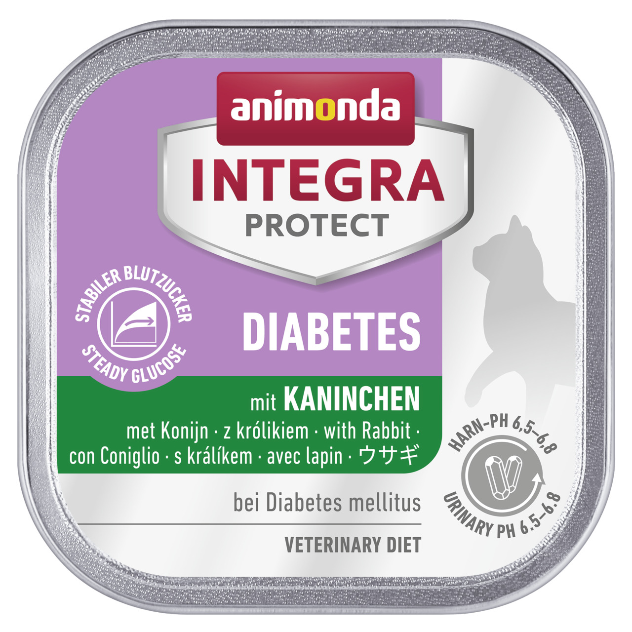Animonda Integra Protect Diabetes Katzenfutter Kaninchen, für Katzen mit Diabetes, stabiler Blutzucker, Harn-pH 6,5–6,8, 100 g.