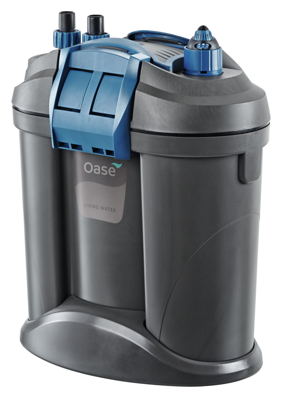 Oase BioMaster 600: Außenfilter für Süß--Meerwasseraquarien, effiziente Wasserreinigung, innovativer Vorfilter, Grau-Blau.