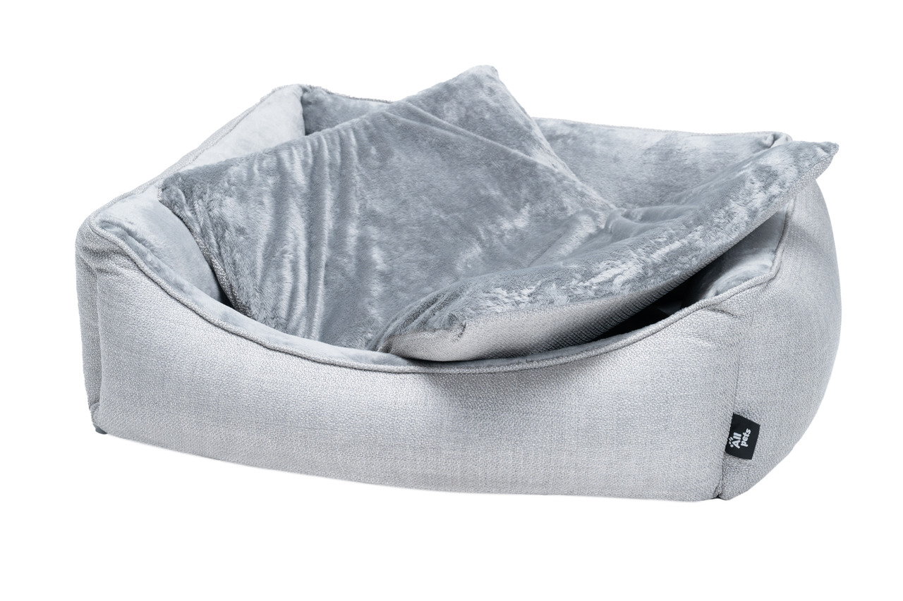 Lux. graues Haustierbett Allpets, für Hunde/Katzen, samtige Oberfl., gepolst. Seiten, max. Komfort, Größe auf Bild ersichtl.