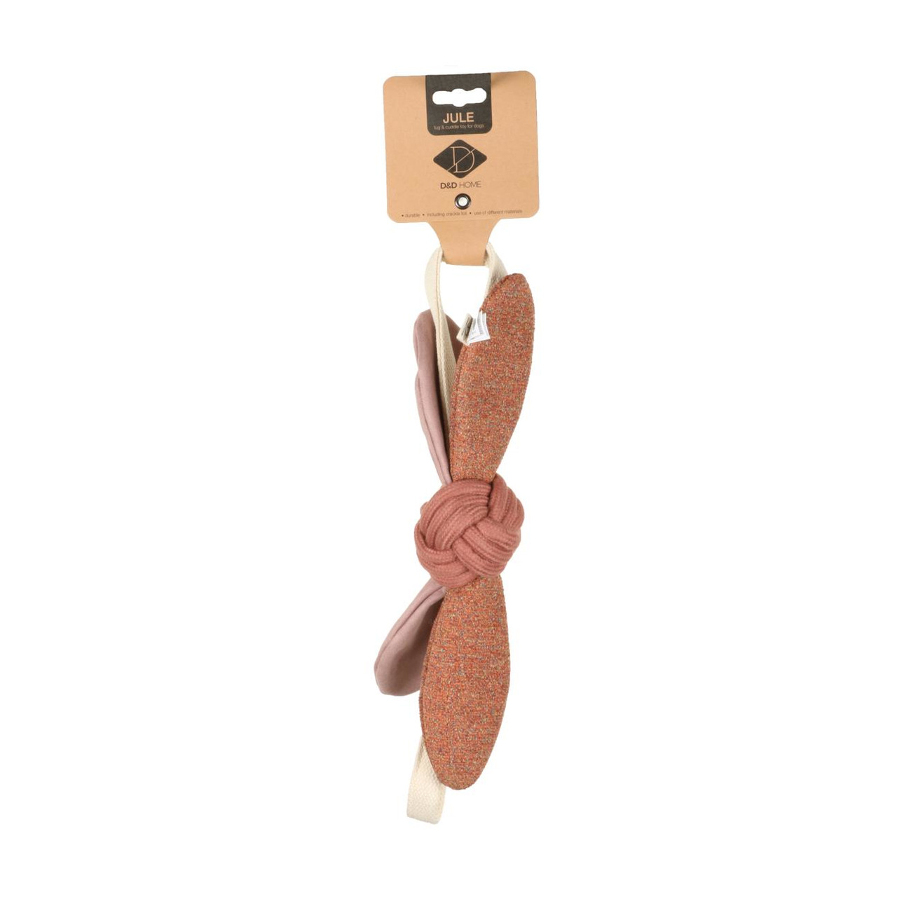 D&D HOME Hundespielzeug „Jule“, robust, Rosa-Beige, mit Knoten, für Kau--Zerrspiele, Zahnpflege fördernd.