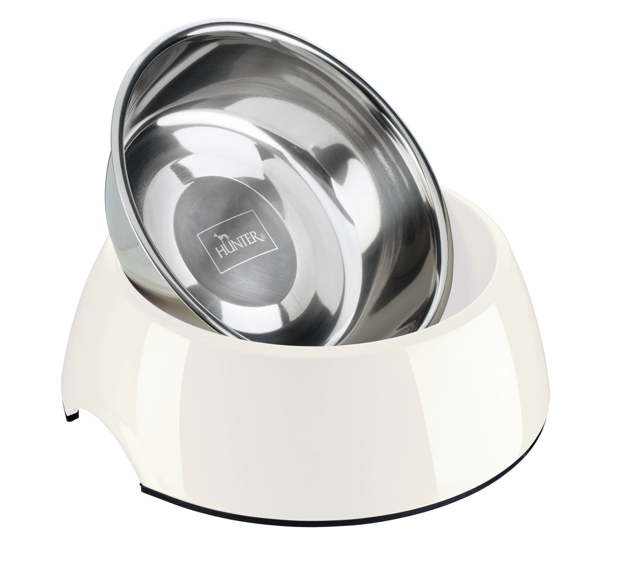 HUNTER Melamin-Napf, für Hunde & Katzen, creme, Edelstahlschale (700 ml), spülmaschinengeeignet, robust & hochwertig.