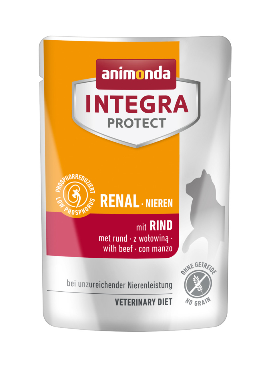 Animonda Integra Protect Renal, Diätfutter f. Katzen mit Nierenproblemen, Rind, getreidefrei, 85 g.