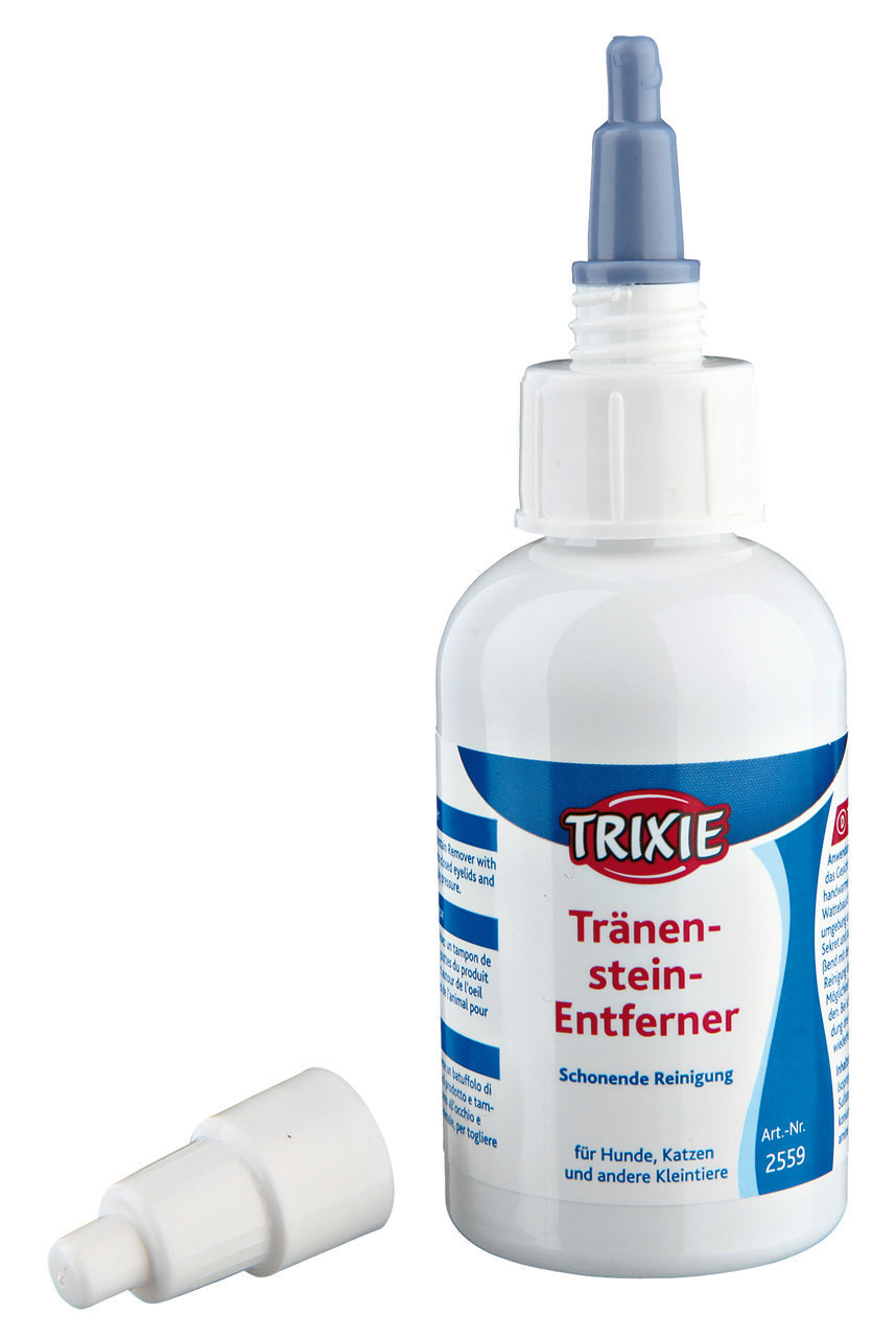 TRIXIE Tränenstein-Entferner, 50 ml, für Hunde, Katzen & Kleintiere, reinigt schonend Tränenflecken, weiße Flasche mit Applikatorspitze.