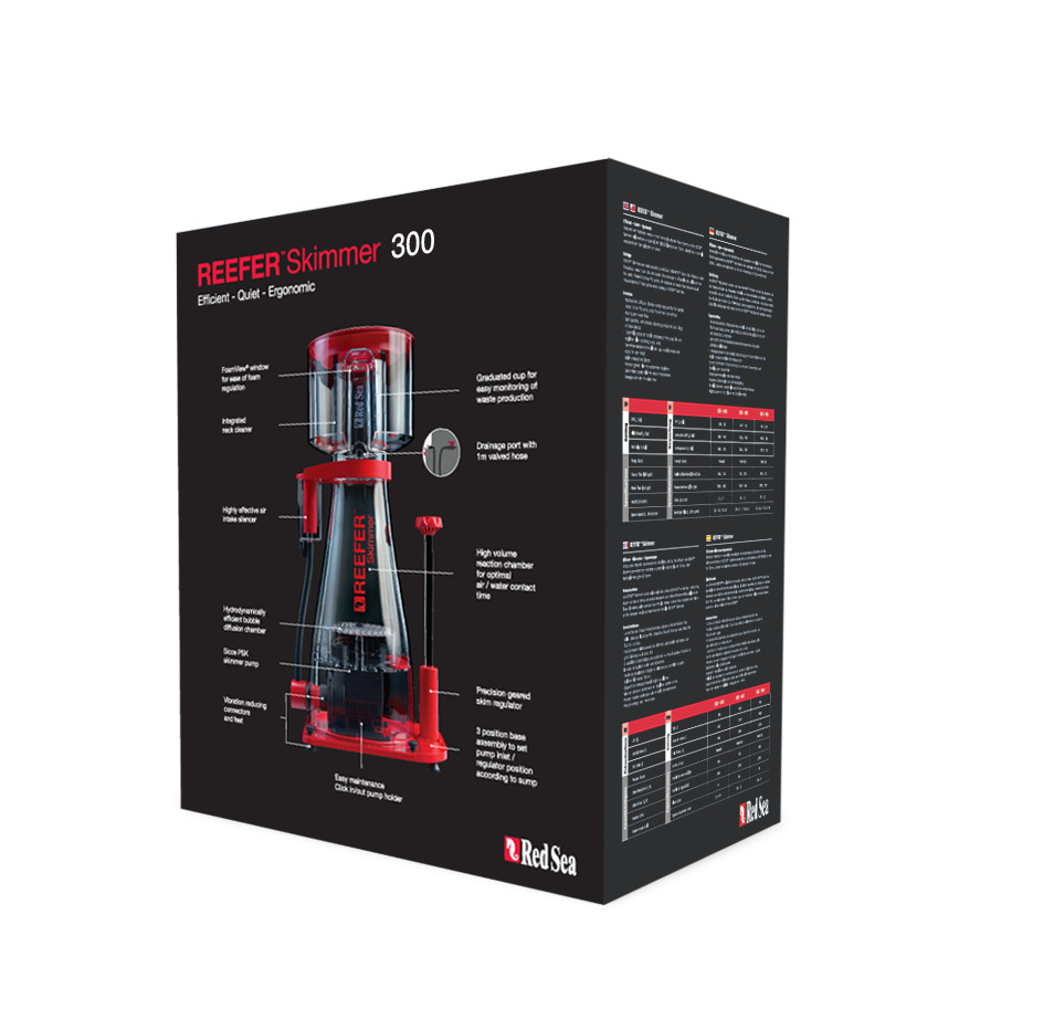 Red Sea Reefer Skimmer 300: Hochwertiger Abschäumer für Meerwasseraquarien, leise, ergonomisch, einfache Wartung, effiziente Abfallentfernung.