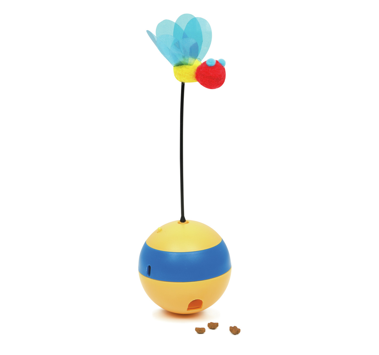Catit Catit Play Tumbler Bee, Katzenspielzeug, gelb-blau, mit beweglicher Biene, fördert Bewegung, inkl. Leckerlis.