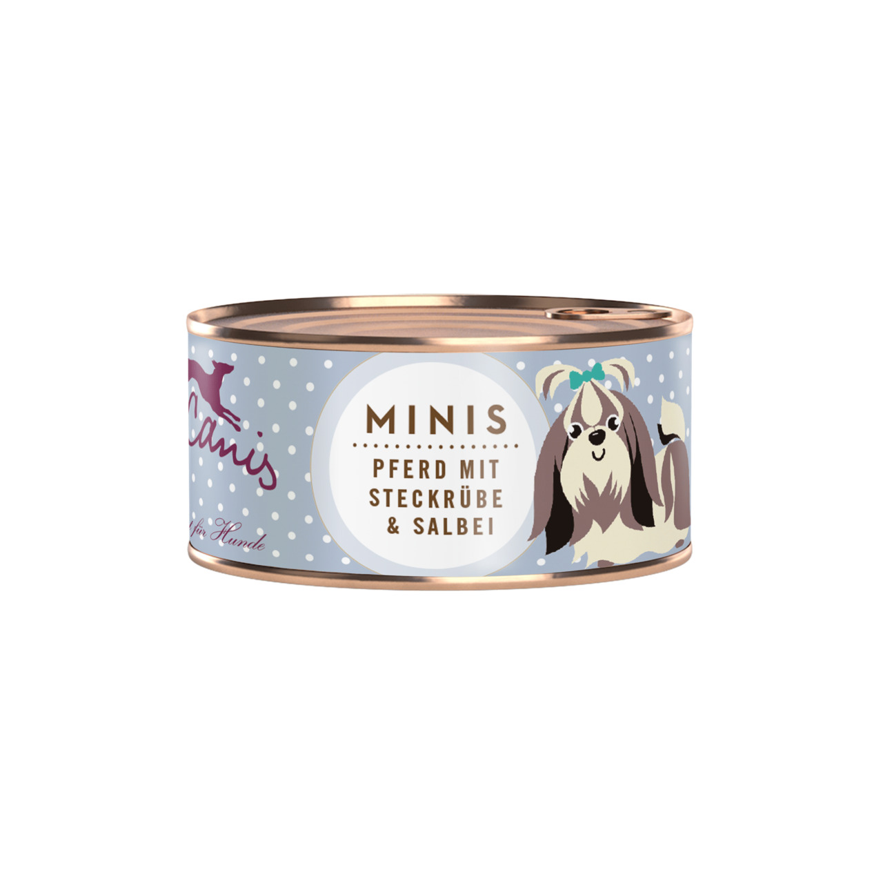 Terra Canis Minis, Hunde, Pferd mit Steckrübe & Salbei, kleine Portionen, ideal f. Snacks-kl. Mahlz., niedl. Design, Pastellfarben.