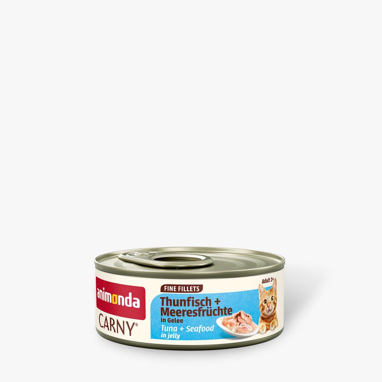 animonda Carny Fine Filets Thunfisch + Meeresfrüchte in Gelee für adulte Katzen, zarte Filets, 85 g Dose.