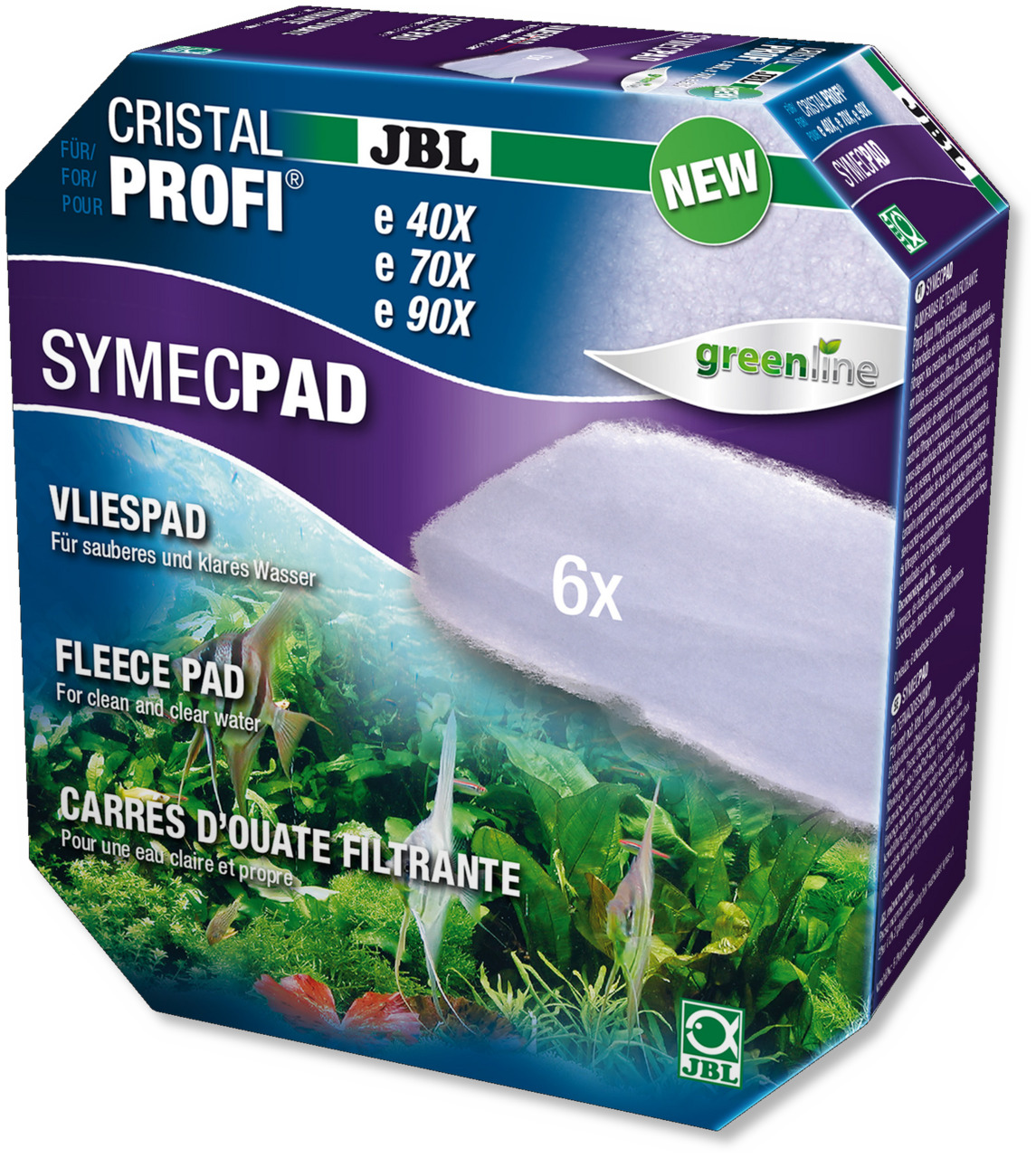 JBL CristalProfi SymecPad, Vliespad für Aquarienfilter (e40X, e70X, e90X), 6 Pads, Greenline-Serie, reinigt Wasser klar & sauber.